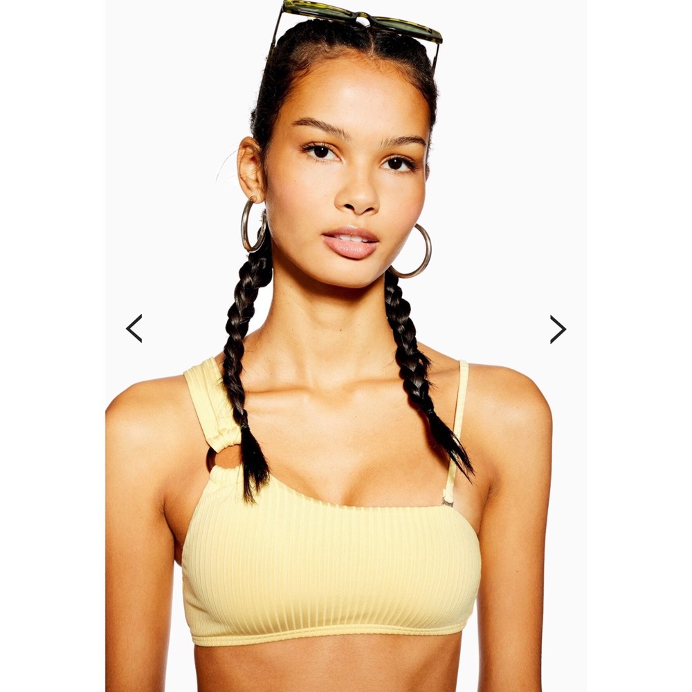 Topshop Ribbed Ring One Shoulder Bikini Top